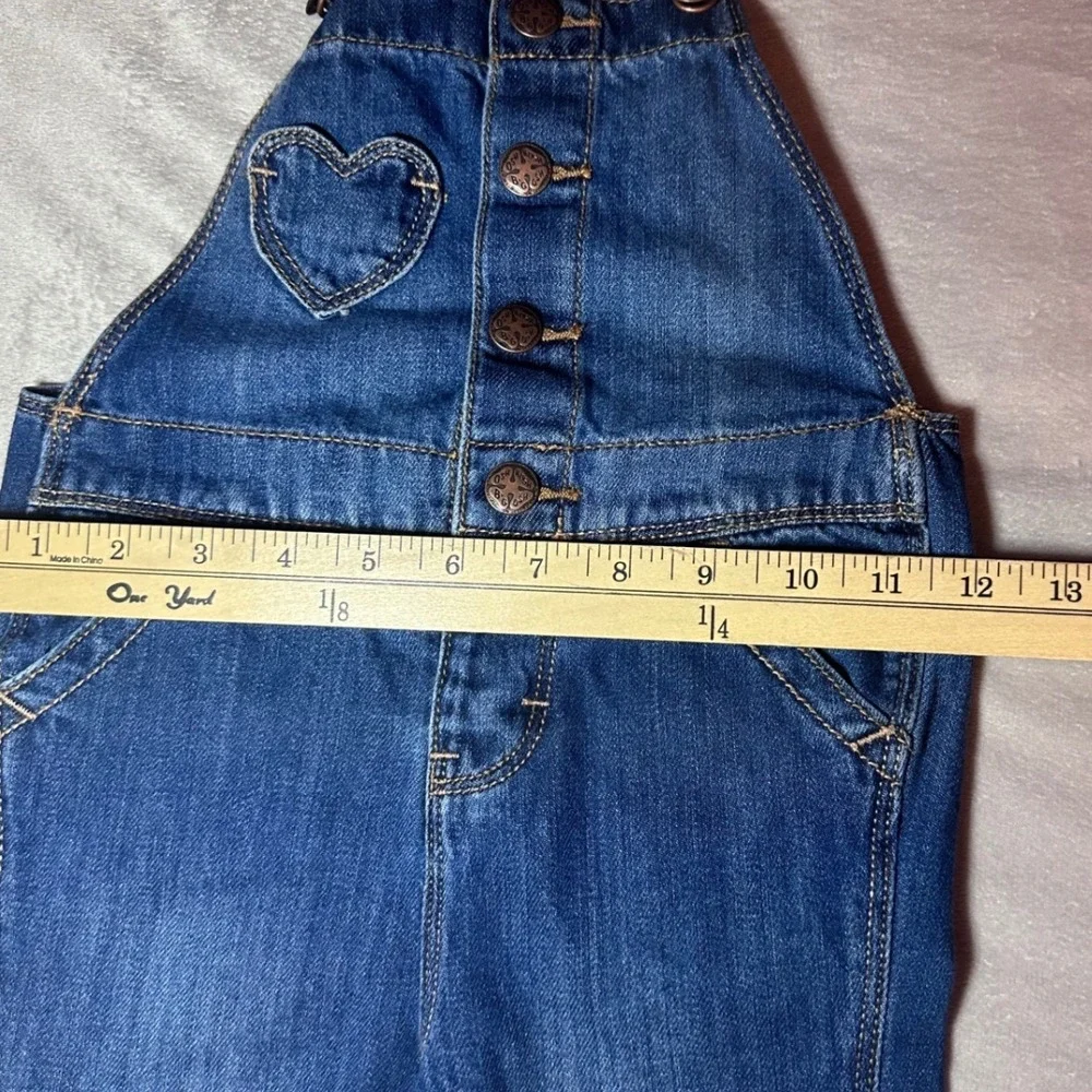 OshKosh Bgosh Kids Denim Overalls Blue Heart Bib Medium Wash Straight Leg 4/5T